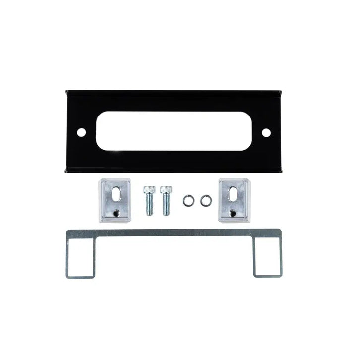 ’ARB Hawse Fairlead Spacer Kit, black metal door handle with two bolts and latch’