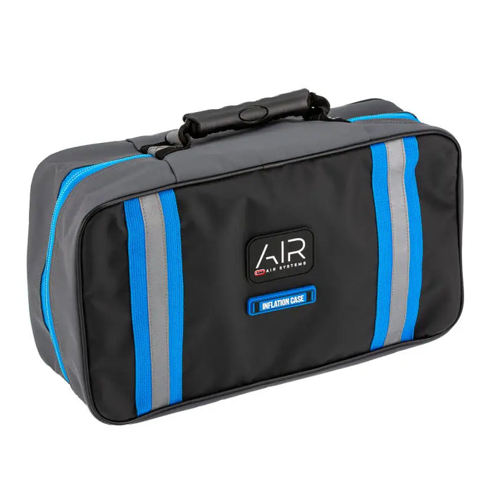 ARB Inflation Case Black Finish with Blue Highlights Displayed in Blue Line Tool Bag.