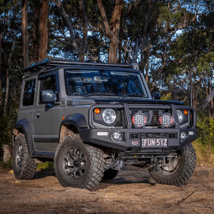 ARB Intensity SOLIS 21 2 Flood Kit with Loom parked on dirt road