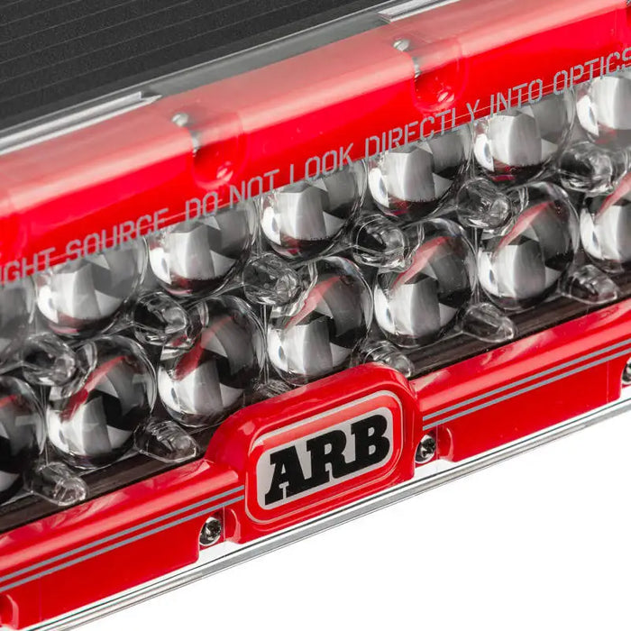 Red LED light bar from ARB Intensity V2 on white background