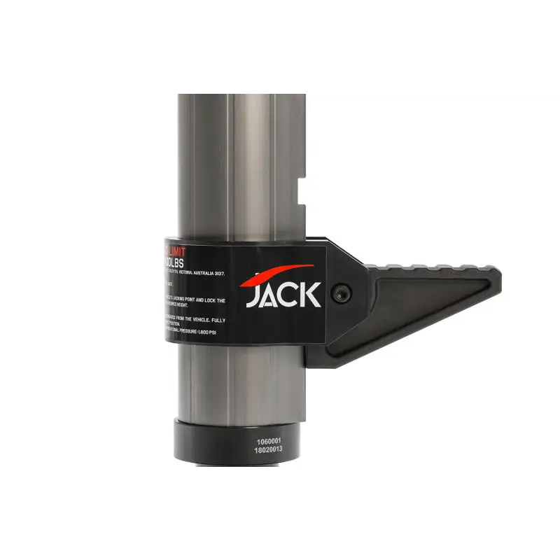Close-up of hydraulic technology in farm jack with black handle by ARB Jack.
