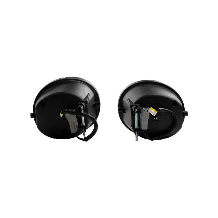 Black motorcycle helmet with yellow light displayed in ARB LED Fog Light Kit - Large.