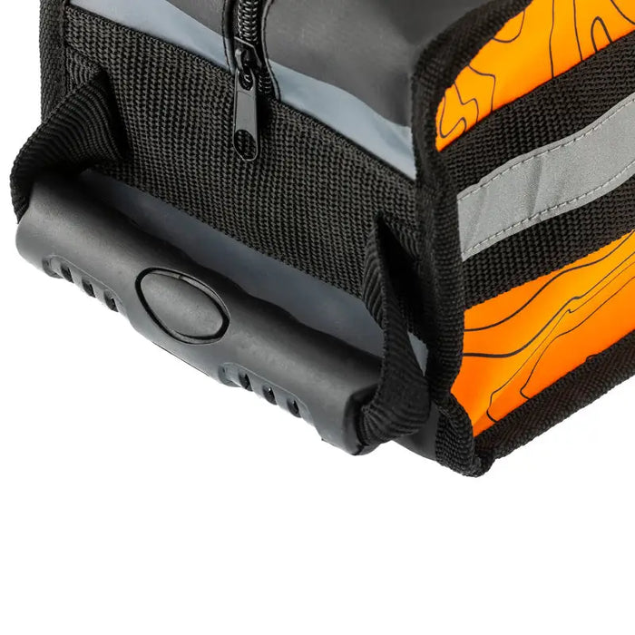 ARB Micro Recovery Bag Orange/Black Topographic Styling PVC Material attached to the back of a vehicle