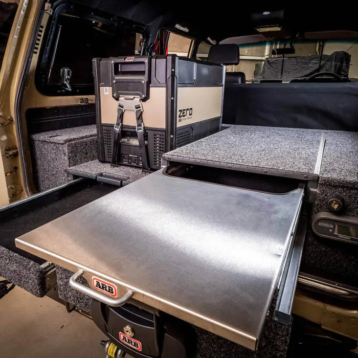 ARB Outback Solution Stainless Steel Table with Laptop in Van