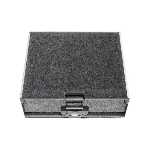 Black felt-lined roller floor case with metal latch for ARB R/Drawer