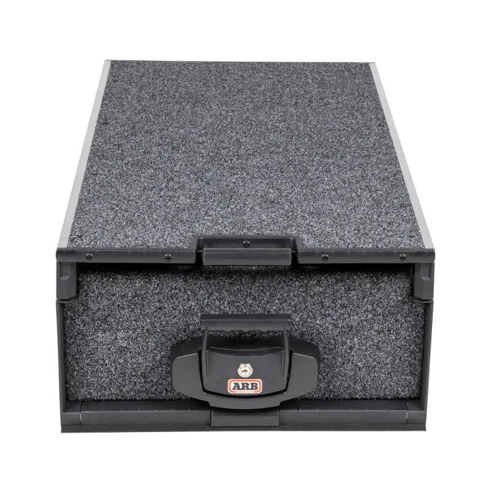 Black felt and foam-lined case for arb r/drawer 41x21x11 roller floor.