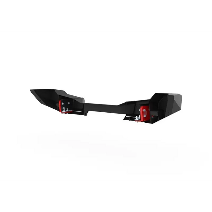 Black rear bumper with red trim against white background as ARB Rear Bar Suits JL TXT Black product.