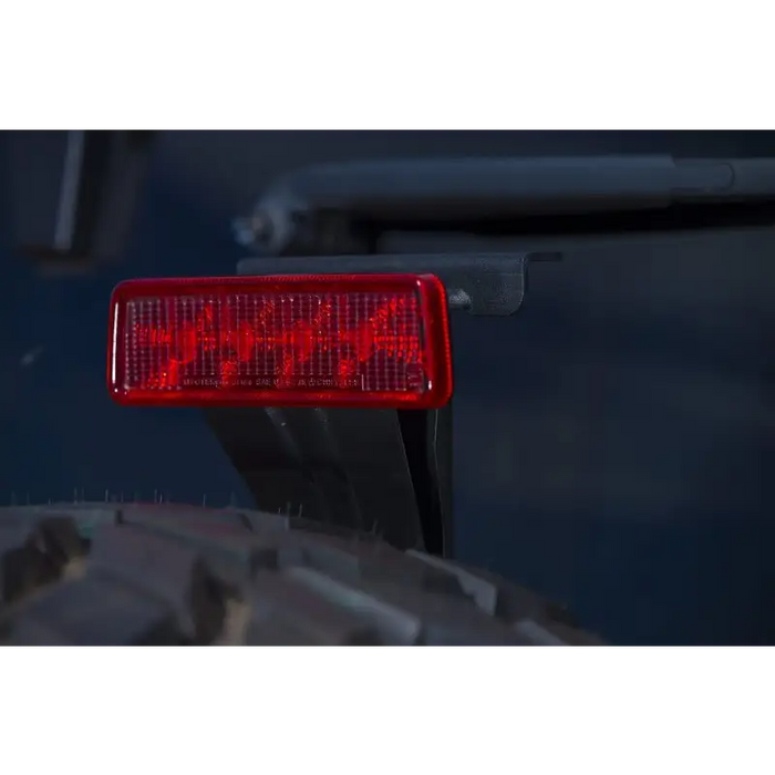 Red tail light on a Jeep Wrangler rear bar - ARB Rear Bar Textured Blk Jk Jeep.