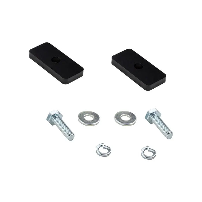 Black plastic mounting brackets with nuts and bolts for ARB Rear Driveshaft Spacer.