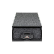 Open black roller drawer 37x20x11 with latch on lid