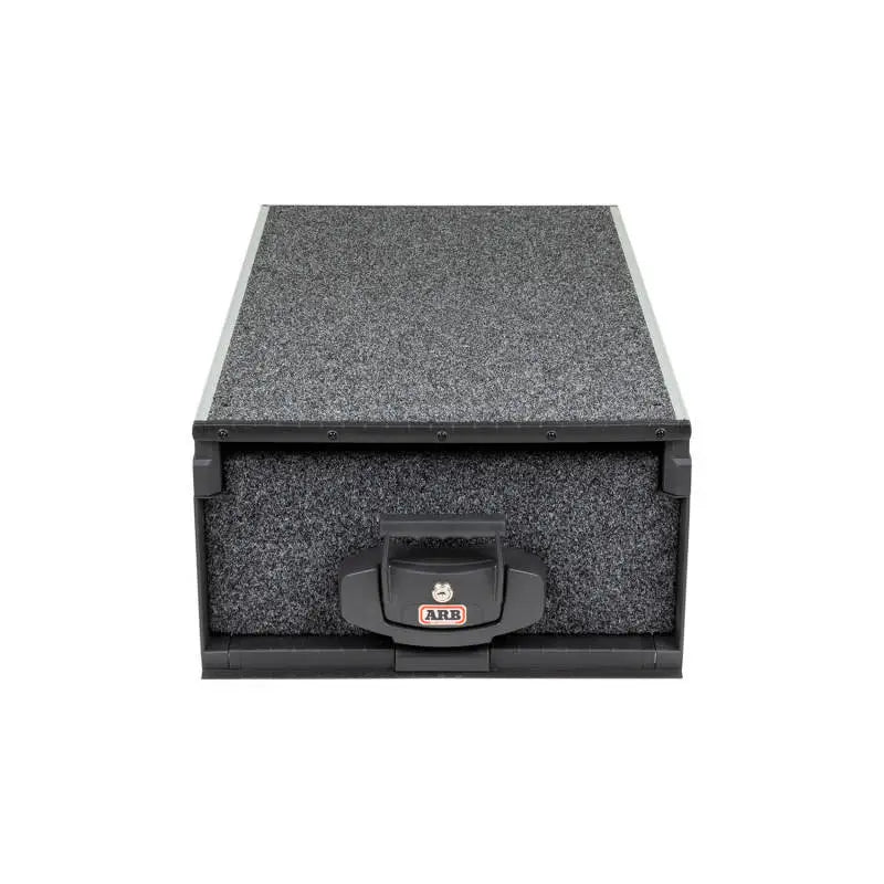 Open black roller drawer 37x20x11 with latch on lid