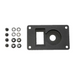 Black plastic mounting plate with screws and washers for ARB Universal Switch Coupling Bracket.