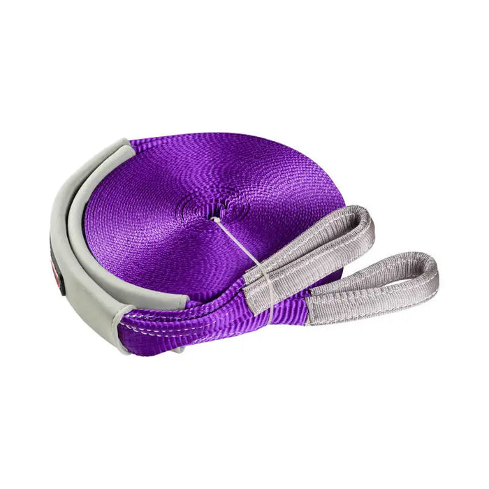 Purple and silver ARB recovery strap with buckle.