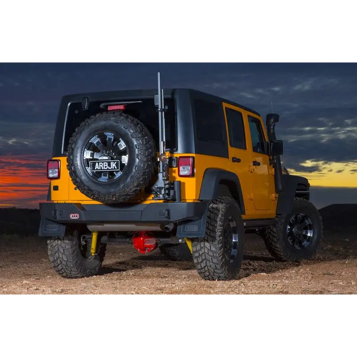 Jeep Wrangler rear view tire cover with ARB carrier suit