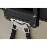 Black and white wall mounted TV next to ARB Zero Fridge Freezer Tie Down Kit (For arb10802602)