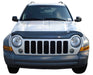White jeep with black front bumper featuring avs bugflector ii high profile hood shield - smoke