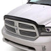 Front end of white dodge ram featuring avs bugflector ii hood shield - smoke, car wash safe