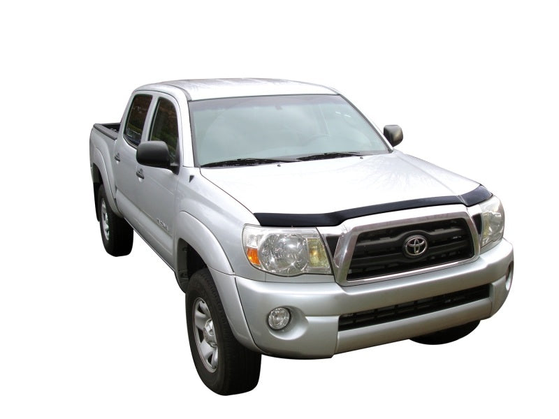 Silver truck with avs aeroskin hood shield on white background