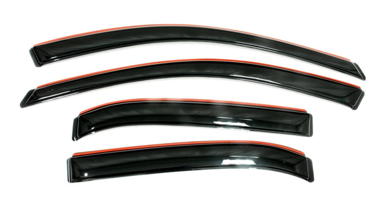 Avs 05-15 toyota tacoma double cab in-channel window deflectors - black & orange side trims