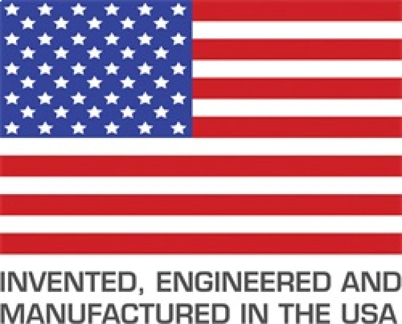 American flag design on avs chrome hood shield proudly displaying ’invented, engineered, manufactured in usa’