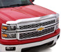 Red truck on white background with avs chrome hood shield