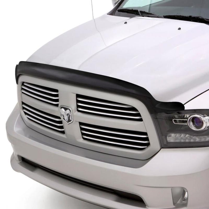 White dodge ram with avs bugflector ii hood shield - smoke, car wash safe