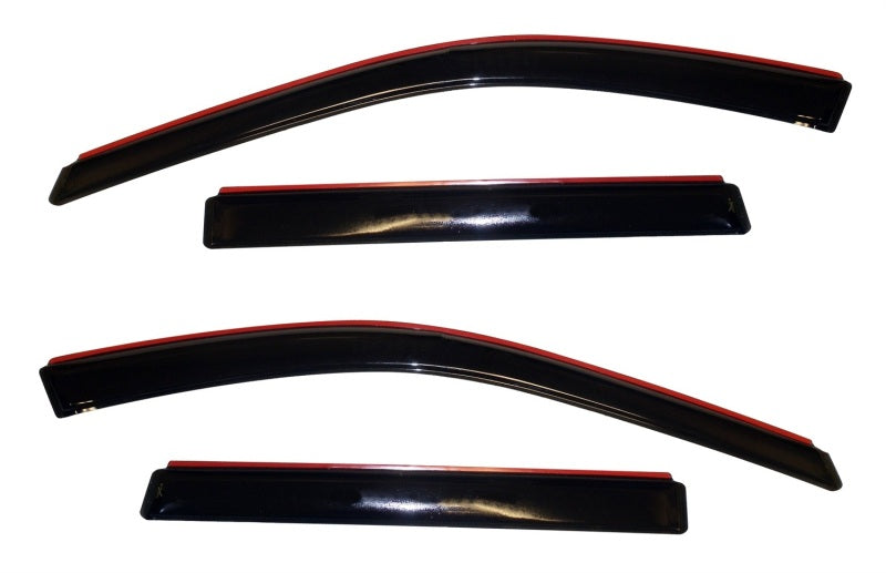 Avs black and red side window visors for ford with channel ventvisor