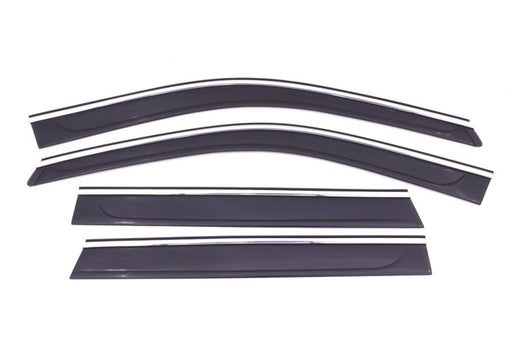 Black low profile window deflectors for jeep grand cherokee, 4pc - avs smoke w/chrome trim