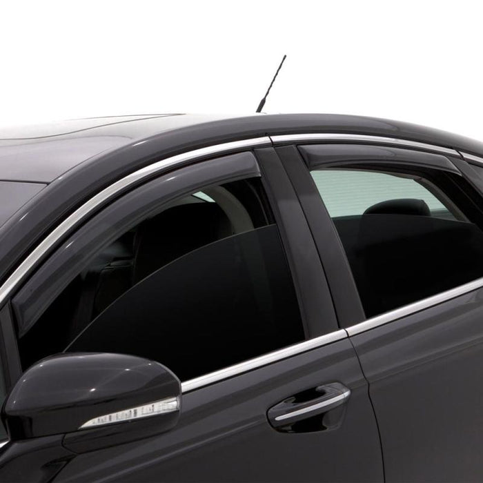 Avs window deflector for jeep cherokee - front & rear 4pc set - smoke color - white background