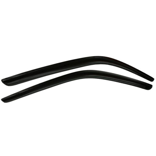 Pair of black plastic window deflectors by avs for toyota tacoma access cab, providing fresh air