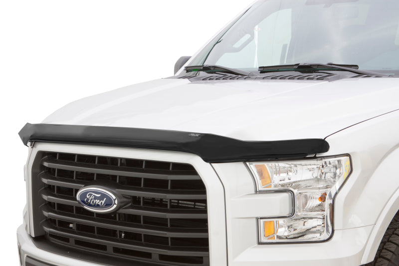 White truck with black avs bugflector hood shield - car wash safe