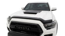 Front view of white toyota tacoma truck with avs bugflector medium profile hood shield - smoke, car wash safe