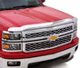 Red truck with avs chrome hood shield - white background