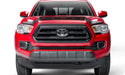 Front end of red 2019 toyota tacoma with avs aeroskin lightshield pro - black