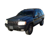 Black jeep with avs 2004 ford ecosport ventvisor in-channel front & rear window deflectors on white background