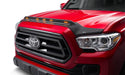 Front view of red 2019 toyota tacoma with avs aeroskin hood protector and led marker lights