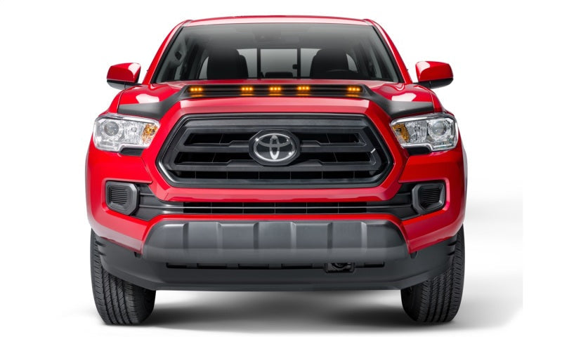 Red 2019 toyota tacoma front end hood protector with led marker lights - avs aeroskin