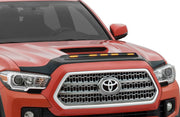 Front end of red toyota tacoma with hood protector and led marker lights - avs 2016-2019 toyota tacoma aeroskin in black
