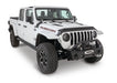 Front view of white jeep wrangler with red and black stripe - avs 2018-2019 jeep wrangler (jl) aeroskin low profile hood