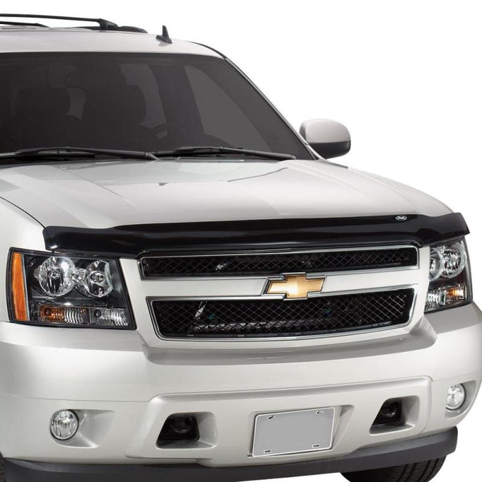 White 2009 chevrolet suburban front end displayed in avs bugflector hood shield - car wash safe