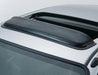 Close up of car with roof rack and avs universal windflector classic sunroof wind deflector - smoke