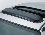 Close up of car with roof rack featuring avs universal windflector classic sunroof wind deflector - smoke