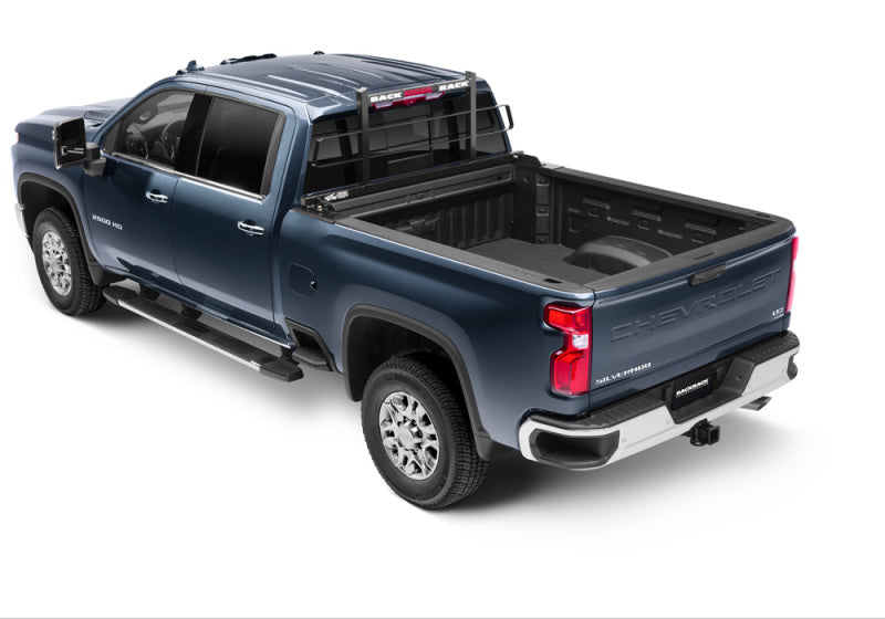 Blue 2019 gmc truck shown with ranger original rack frame for backrack 15-23 colorado / 16-23 tacoma