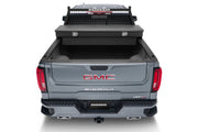 Gray gmc truck rear featuring backrack chevy/gmc/ram/ford safety rack