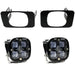 Baja Designs 17-18 Super Duty Fog Lights Fog Pocket Kit with black square LED fog lights for Jeep.