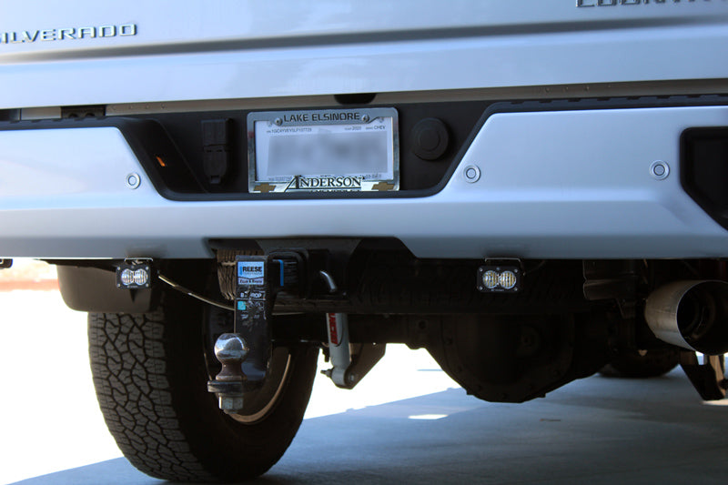 White truck with license plate, baja designs 2020+ gmc 2500 / 3500 reverse light kit