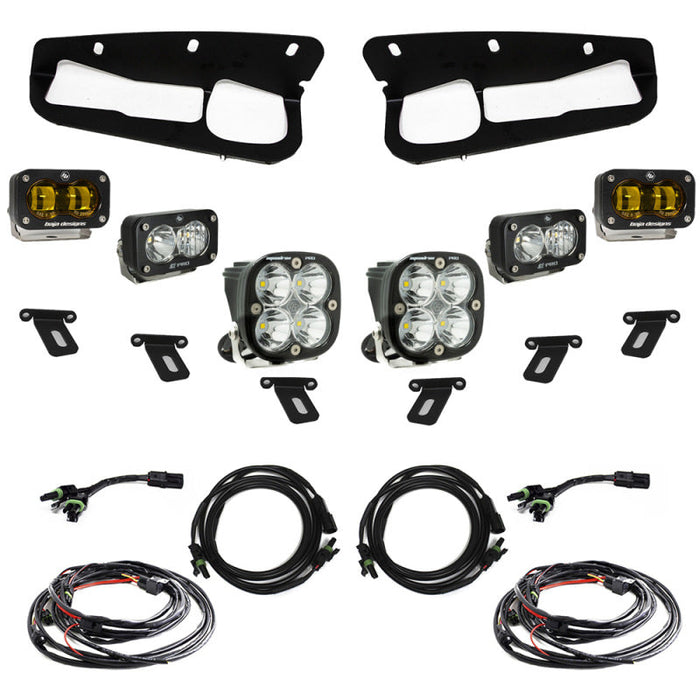 Baja designs ford bronco w/steel bumper s2 sae pro fog pocket light kit - led set