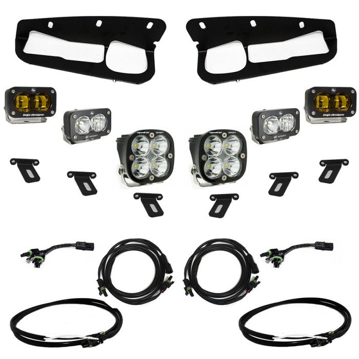 Baja designs 21-22 ford bronco w/steel bumper s2 sae sportsmen fog pkt light kit - amber