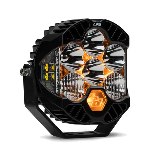Black LED headlight with orange LEDs - Baja Designs LP6 Pro Driving/Combo 6in LED