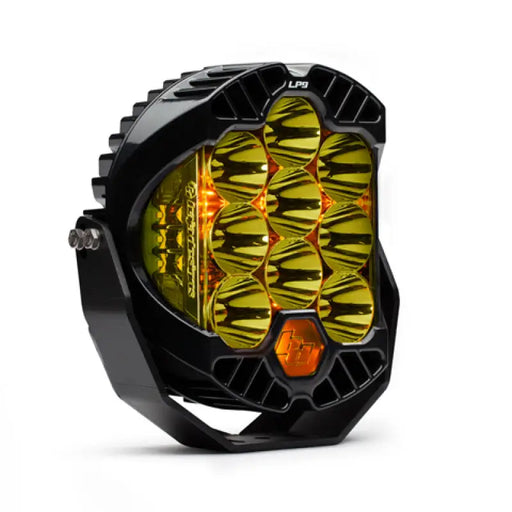 Baja Designs LP9 Series High Speed Spot Pattern LED Light Pods - Amber featuring black and yellow LED headlight
